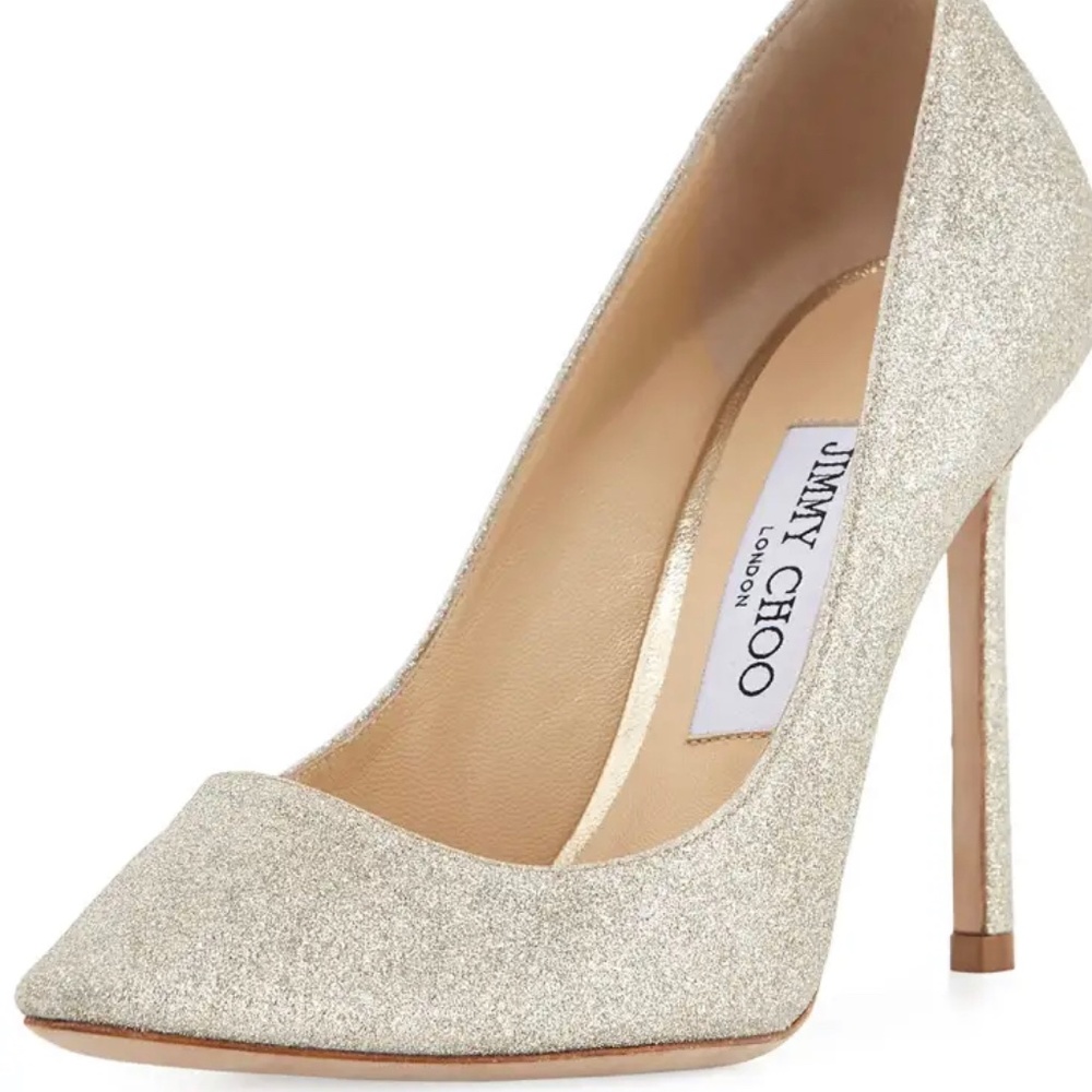 Jimmy Choo Romy Glitter 100mm Pumps Size 37
